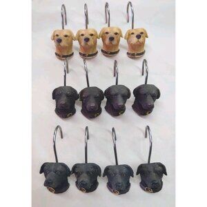 Set of 12 Labrador Retriever Shower‎ Curtain Hooks Black Brown & Blonde Labs